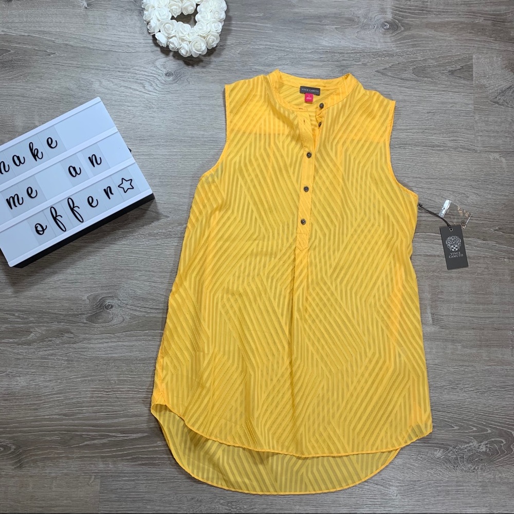 Vince Camuto women’s yellow sheer tunic